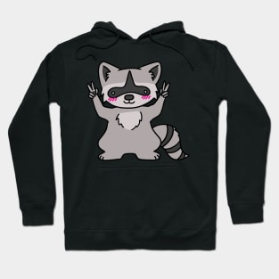 Raccoon shows peace sign Hoodie